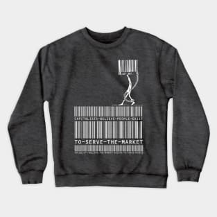 Capitalism Versus Socialism Barcode White Crewneck Sweatshirt